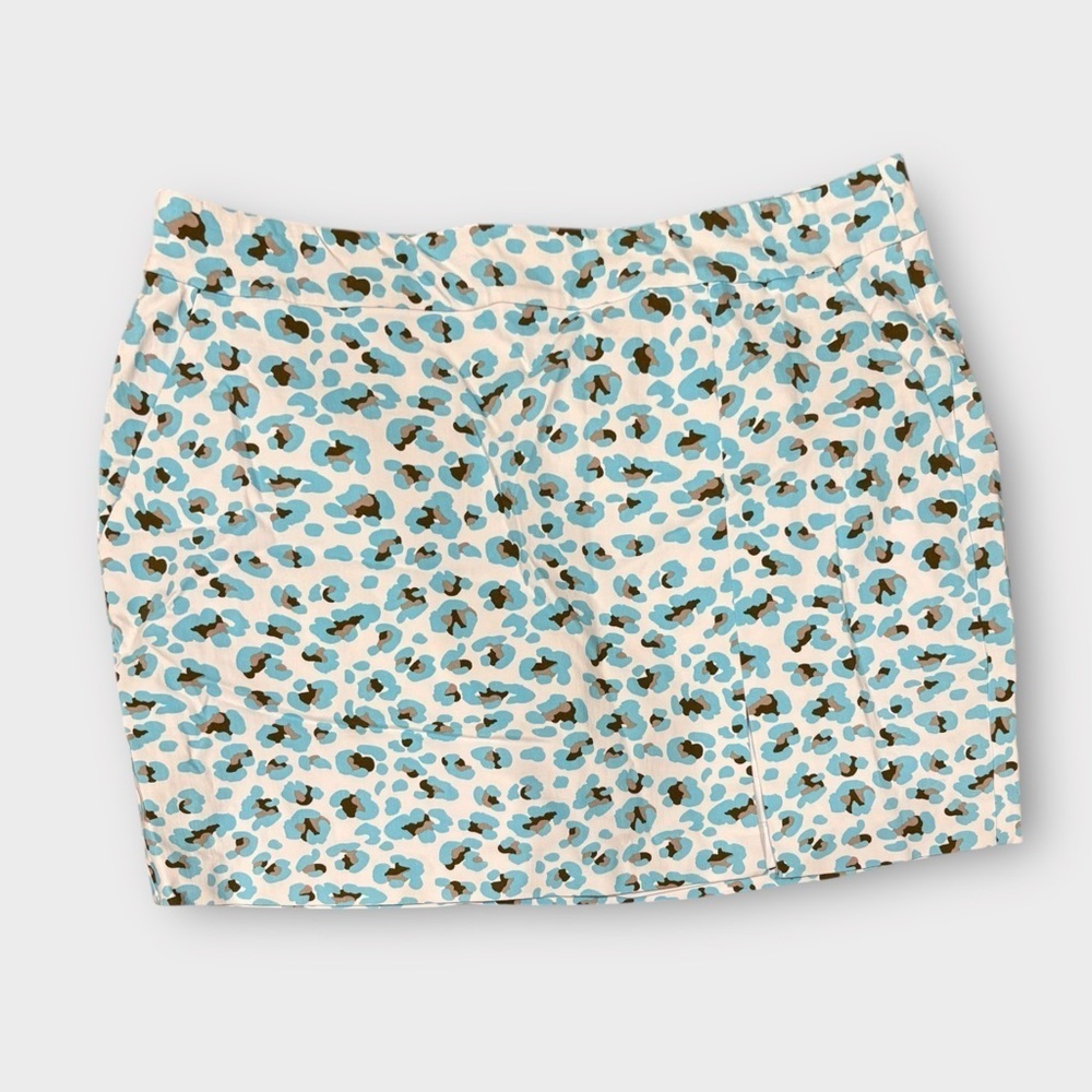 Krazy Larry Skort Women's Athletic Golf Skirt Blue Leopard‎ Print Size 14